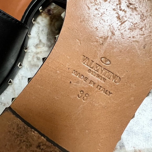 Valentino Rockstud Black Leather Slides - Picture 8 of 12